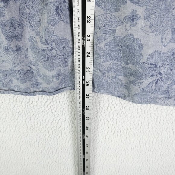Barbour Shirt Mens Small Blue Floral Button Up Lyocell Linen Blend Short Sleeve - Picture 4 of 9